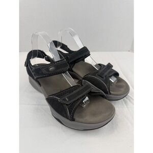 Clarks Wave Walk Womens Sandals Black Nubuck Adjustable Straps Size 10M
